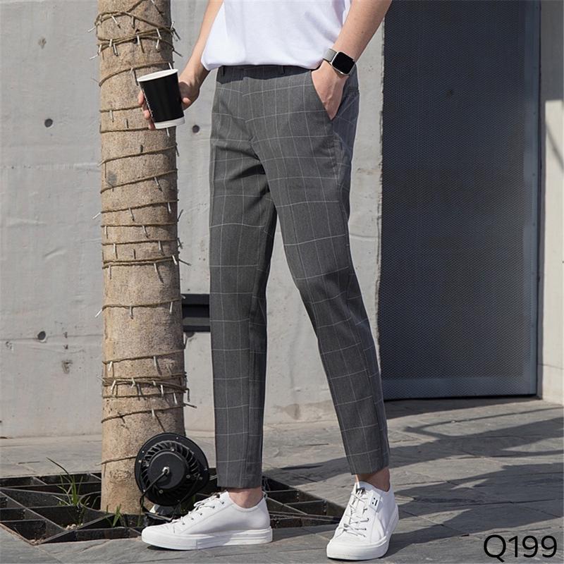 Quần tây nam quần vải nam kẻ caro chất vải spandeck co giãn nhẹ giúp thoải mái trong mọi hoạt động 4
