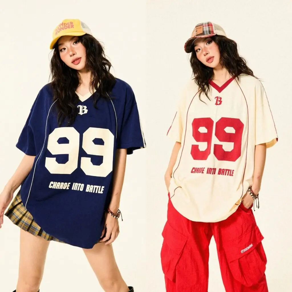 Women's Oversized T-Shirt Stretch NO.99 Jersey Streetwear Form Oversize 99 Jersey T-Shirt 2024 Sports Baseball Set