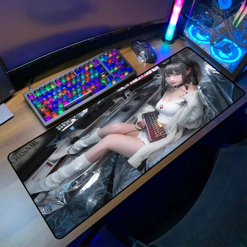Lót chuột anime phím tắt văn phòng cỡ lớn 90x40 80x30 pad chuột anime siêu đẹp bền bảo hành 1 năm mã LC3 6