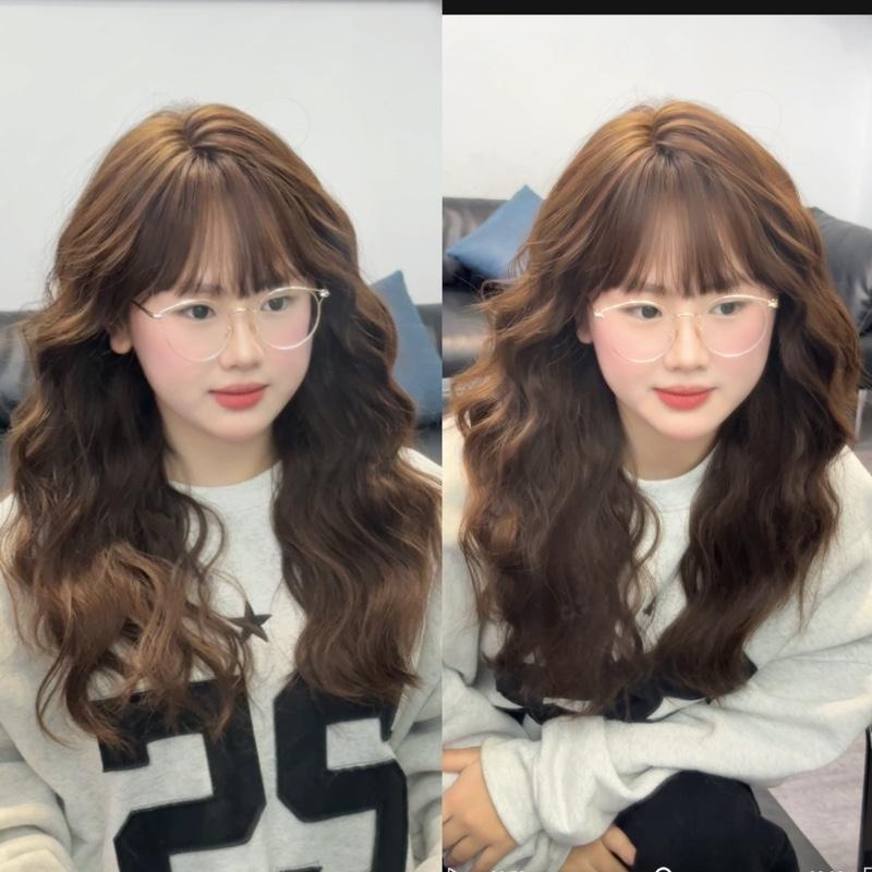 <form hippie mới> DJ-62 tóc giả nguyên đầu xoăn sóng hippie 40cm