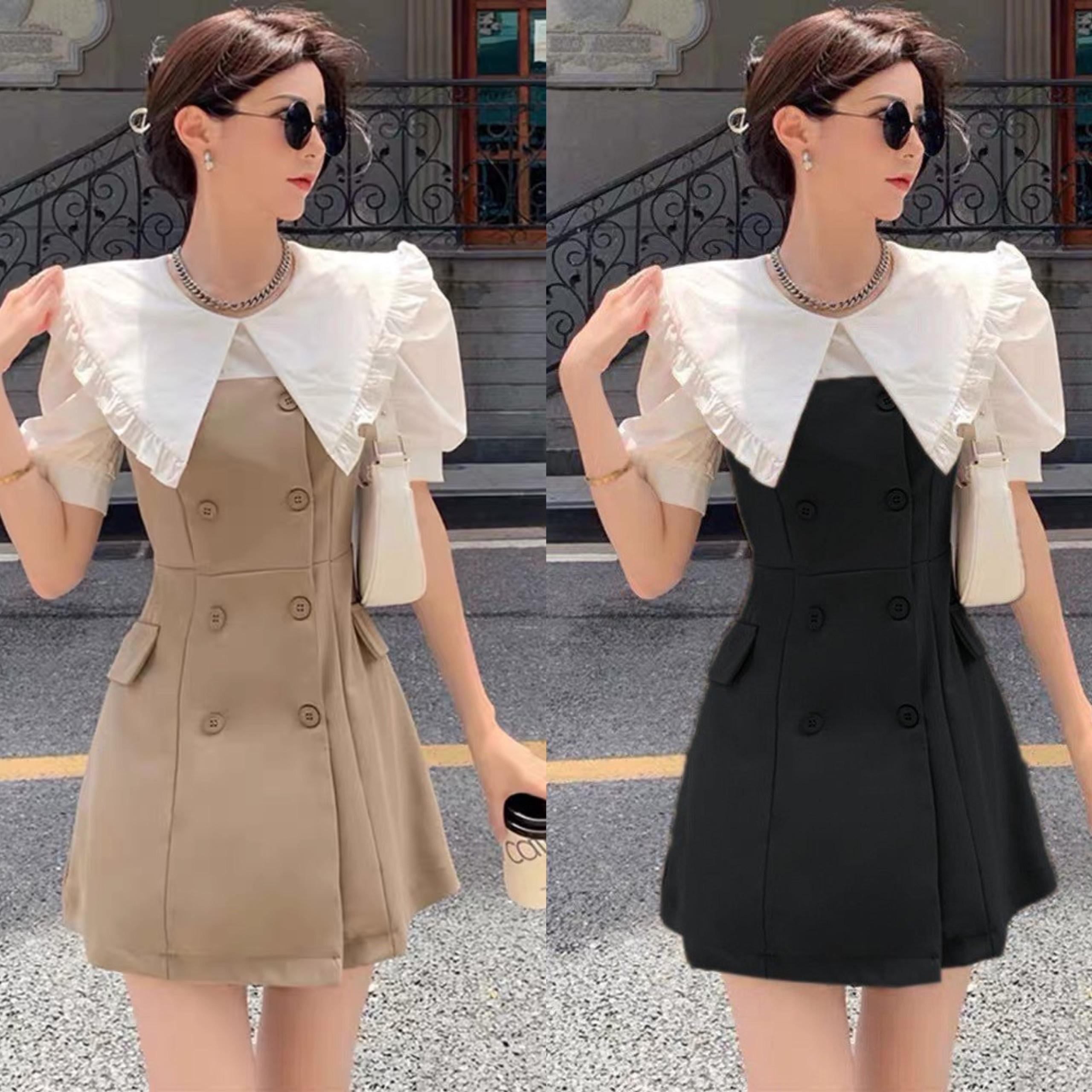 [Xả Kho] Váy Thời Trang Béo Xinh Bigsize Cổ Nhọn Tay Bồng Dễ Thương Cho Các Nàng 50-100Kg Nữ Dress Women Tay Phồng - A.1169