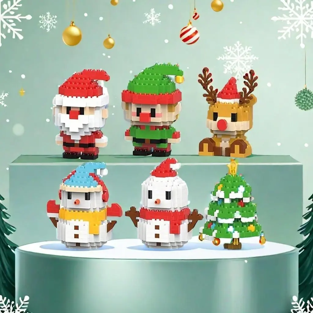 Santa Claus Design Building Blocks Toy, 1 Count Cute Micro-particle Building Bricks Ornament, Snowman & Reindeer Creative Desktop Decoration for Home Office, Gift for Her, Men's Gift