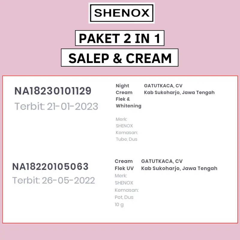 Shenox Skincare Cream Flek UV Dan Night Cream Whitening Salep Flek Hitam Membandel Menahun Pemutihan Bebas Alkohol 8