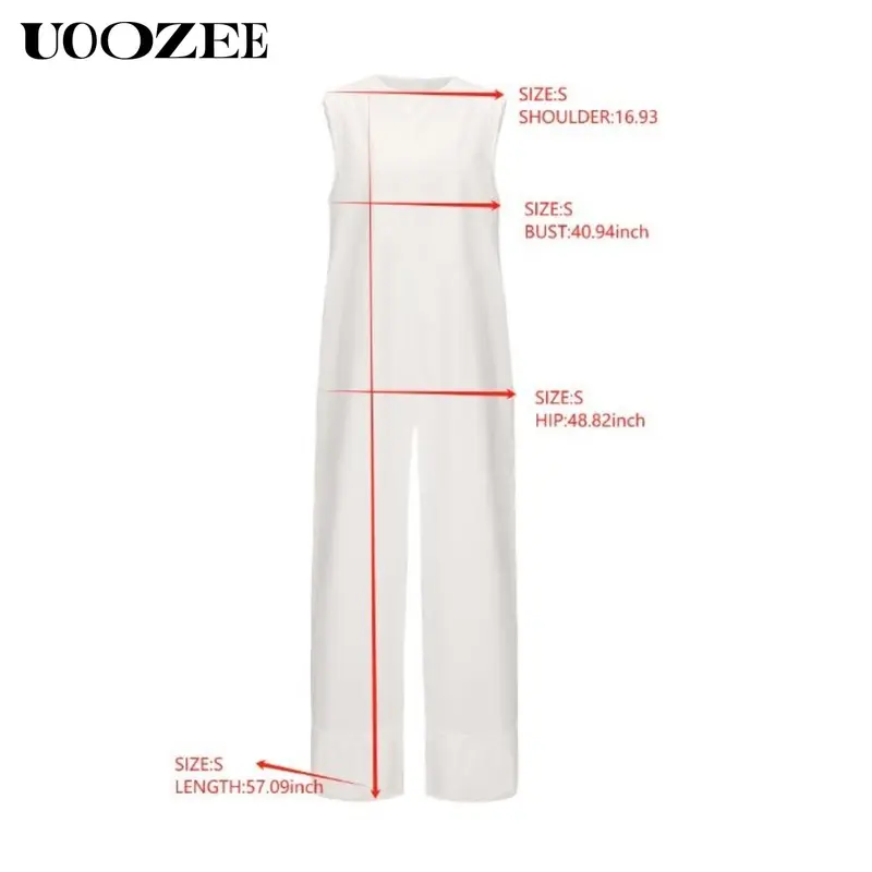 UOOZEE Women's Solid Color Sleeveless Wide Leg Jumpsuit – Basic Style Simple and stylish, highlighting the daily elegance of modern women 7