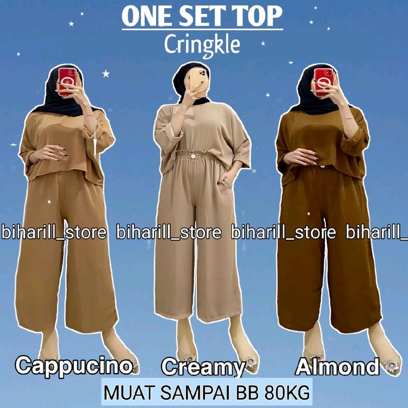 Glory One set crop top Cringkle Airflow - Setelan Wanita Cringkle One Set termurah 3