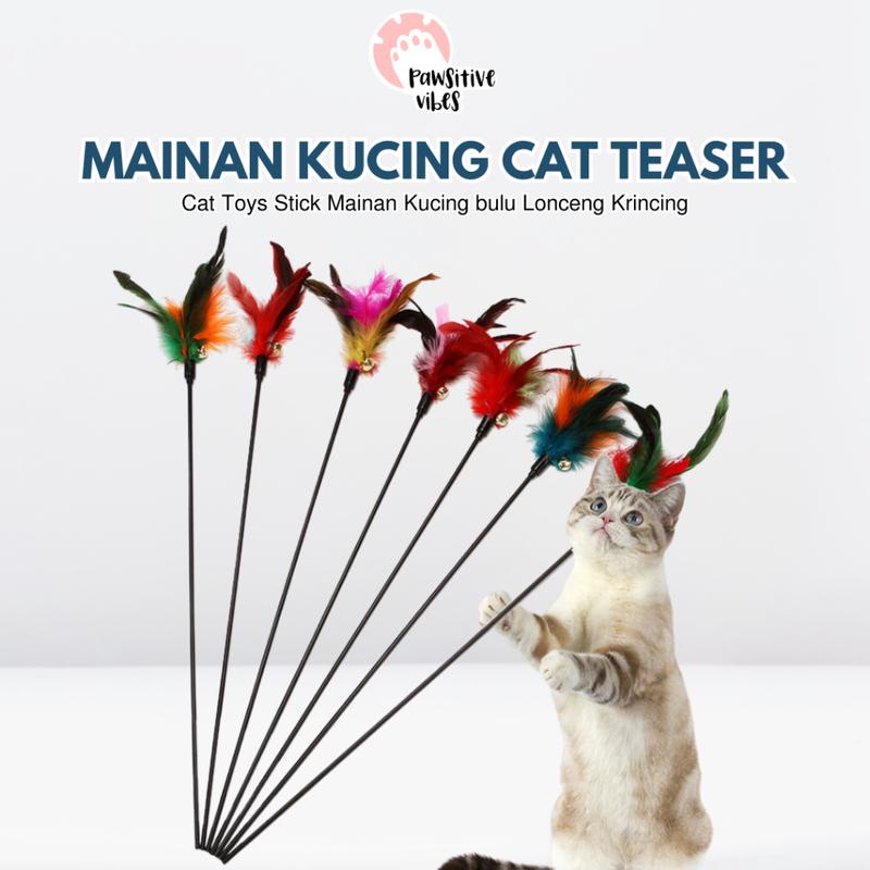 Mainan Kucing Cat Teaser Cat Toys Stick Mainan Kucing bulu Lonceng ...