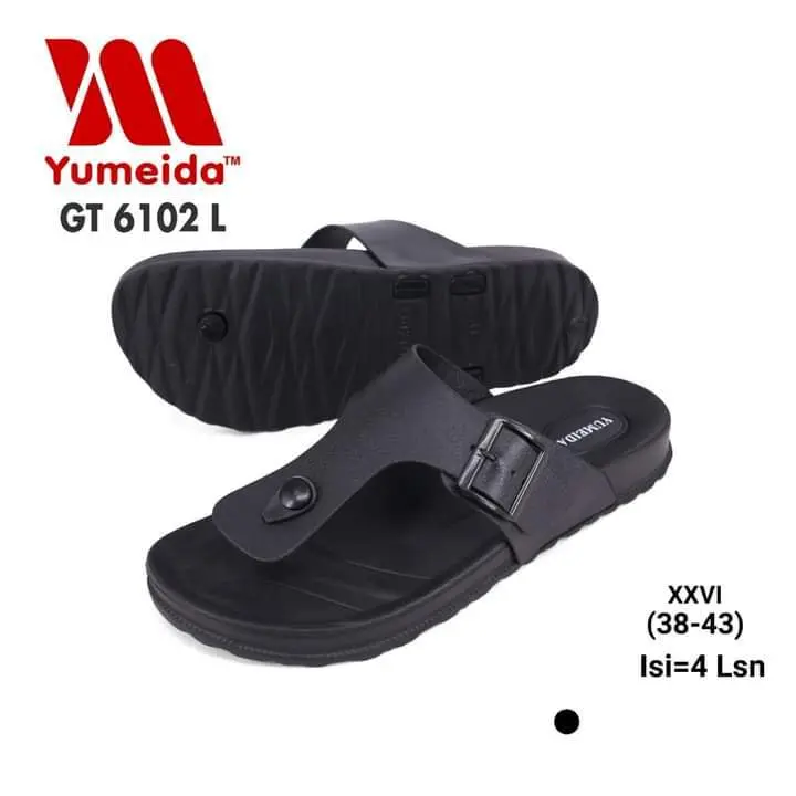 SANDAL JEPIT MURAH YUMEIDA TIPE 6102 WARNA GELAP SANDAL CASUAL OLDSKUL Sandal Sandal Sandal jepit Coklat Karet Pria Kasual