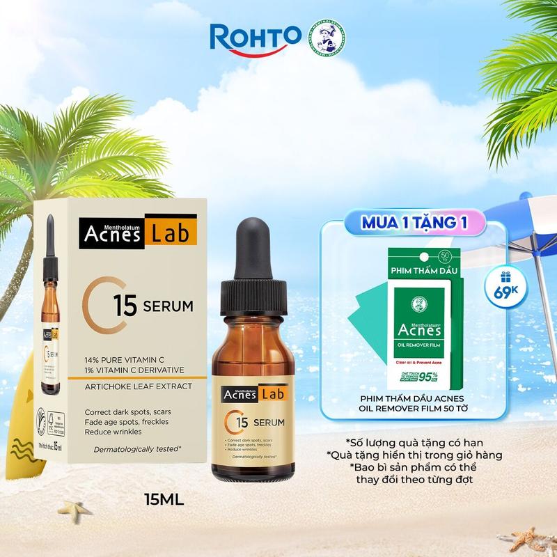 Serum Vitamin C 15% dưỡng sáng mờ thâm, ngăn ngừa lõa hóa Acnes Lab C15 Serum 15ml