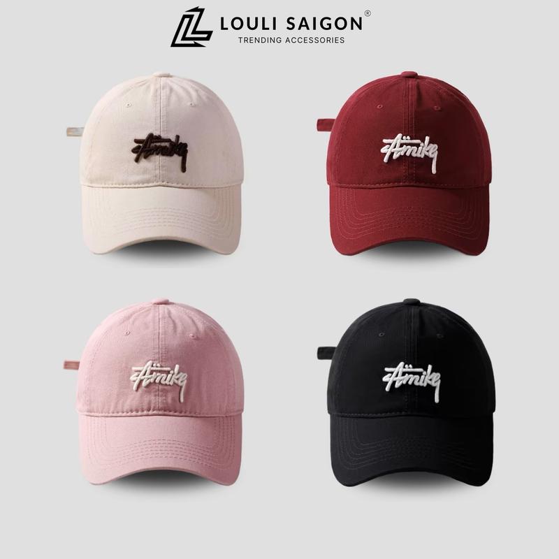 Mũ lưỡi trai nam nữ LOULI SAIGON chữ AMIKE, nón lưỡi trai thoáng khí vải kaki M63