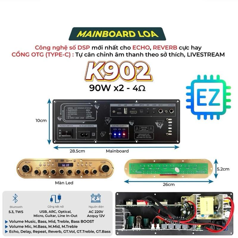 K18, K902 Stereo mạch loa kéo, di động, xách tay karaoke quốc dân 180W, echo delay reverb đầy đủ, hàng công ty chính hãnġ 7