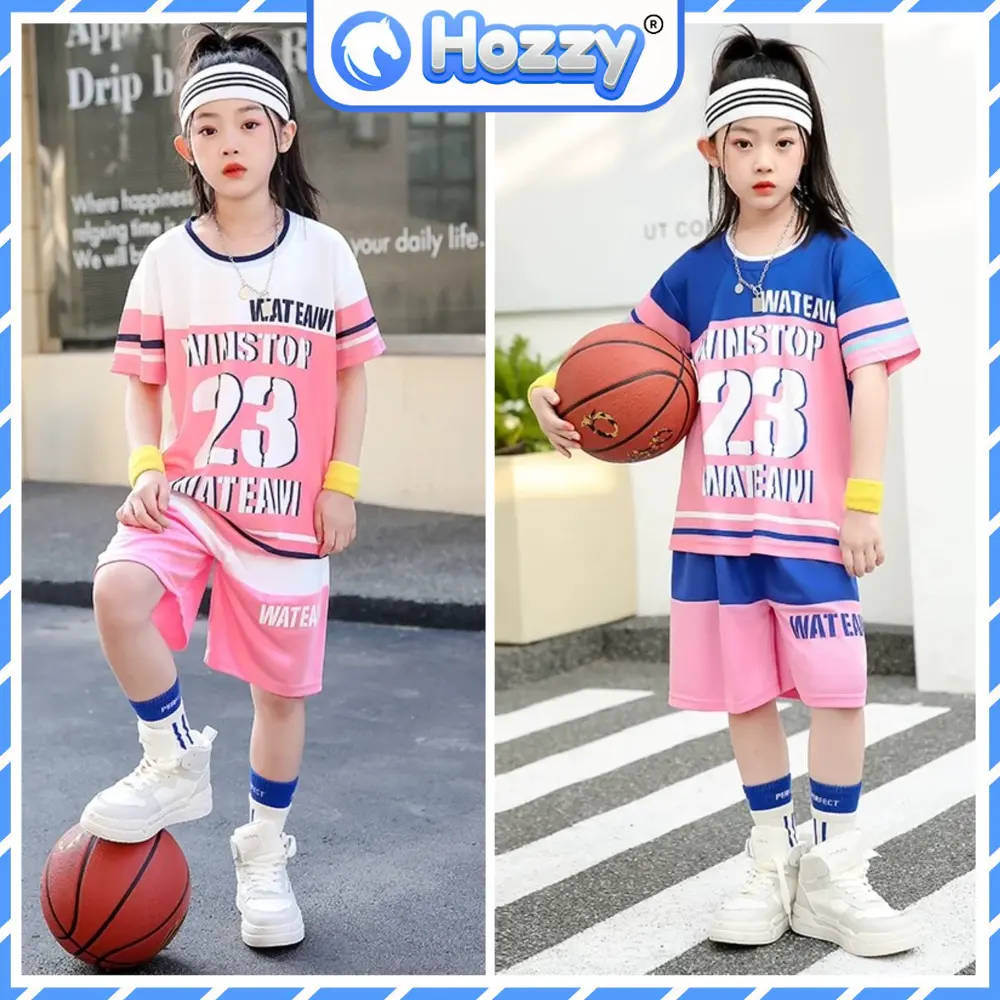Bộ thể thao bóng rổ bé gái Hozzy size đại 20-55kg, hàng QC cao cấp chất thông hơi mềm mát
