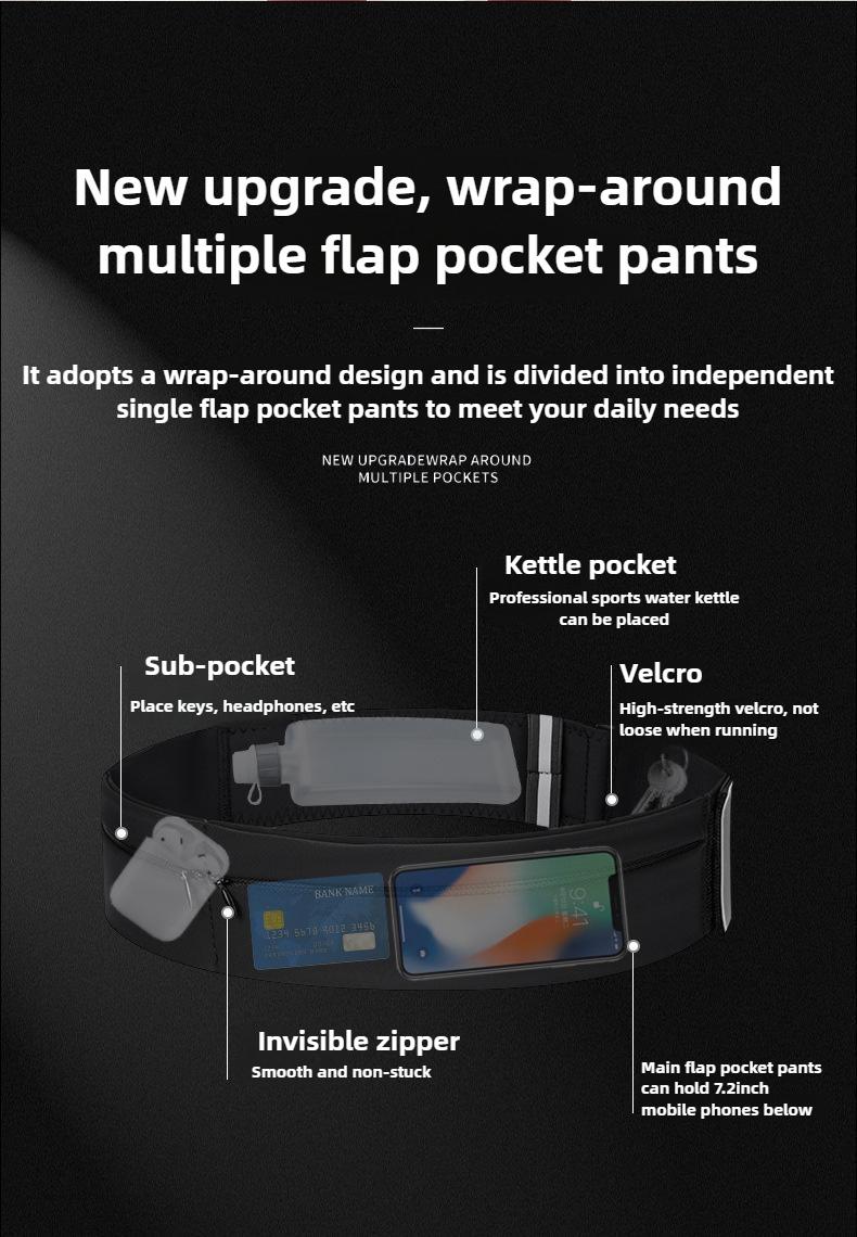 Product Introduction of Z Running waist bag, mobile phone bag, women's outdoor morning running water bottle bag, waist belt, men's waterproof invisible sports fitness close fitting equipment 4