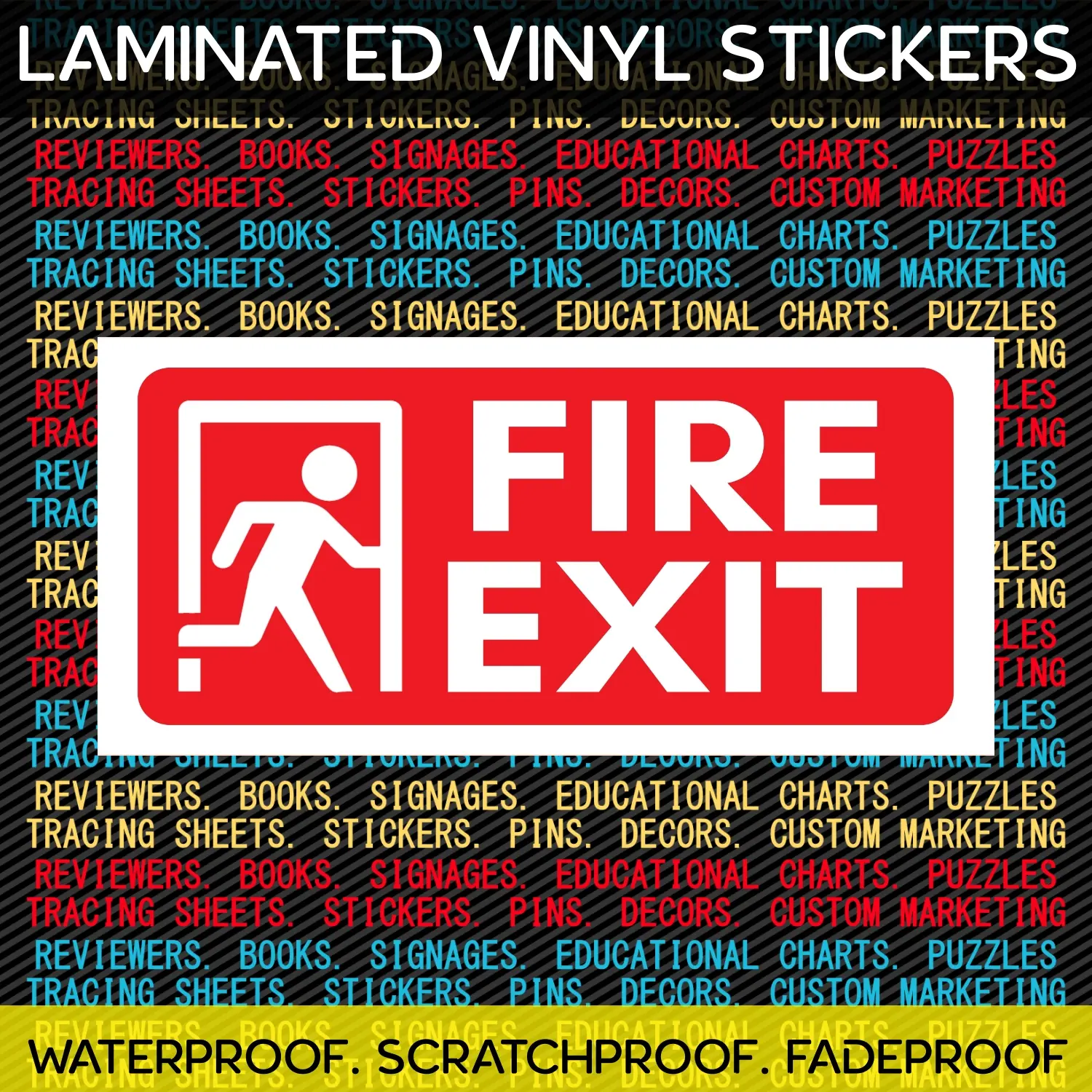 FIRE EXIT VINYL Sticker Laminated Signages Waterproof Scratchproof ...
