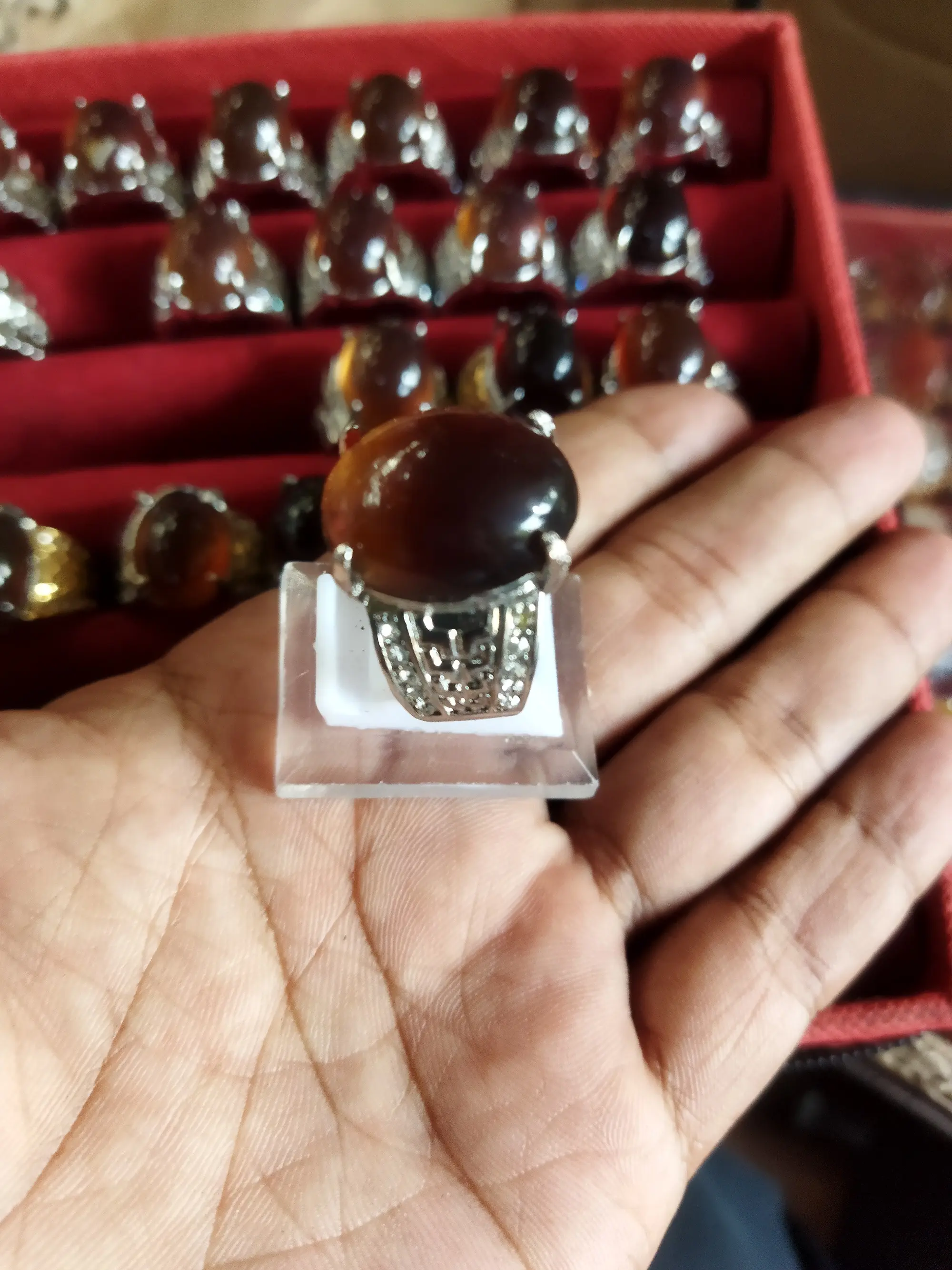 Cincin Batu Akik Gerah Katilayu Amber Merah Kualitas A (N)