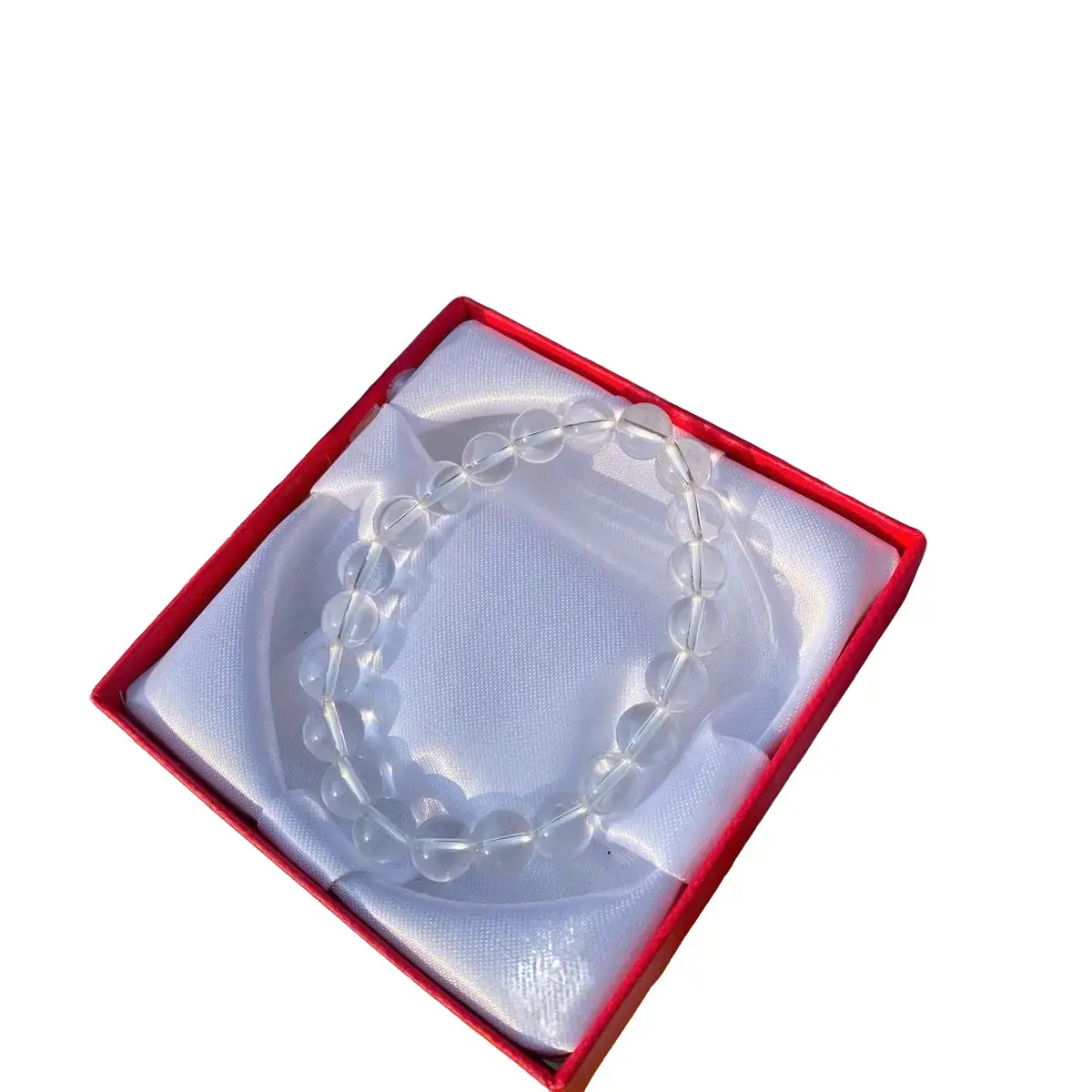 Vòng tay Thạch Anh Trắng Trong Tự Nhiên- size nữ  8ly Thủy Ngọc,có chứng thư kiểm định, tặng hộp đựng cao cấp