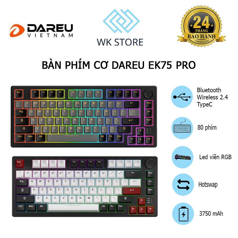Bàn phím cơ Dareu EK75 PRO - BLACK GOLDEN Dream Switch RGB (3 Modes, Hotswap, Gasket)- BH 24T ban  phim