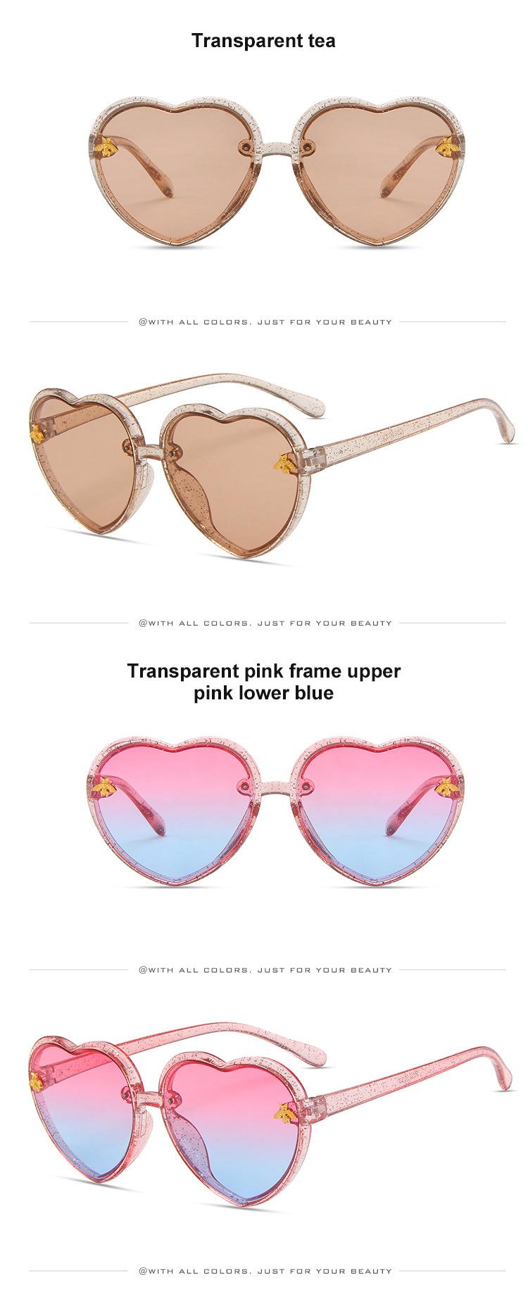 Product Introduction of Cartoon Little Bee Sunglasses For Girl Cute Sweet Heart Shaped Sunshade UV Protection Glasses Outdoor Sports Accessories 26