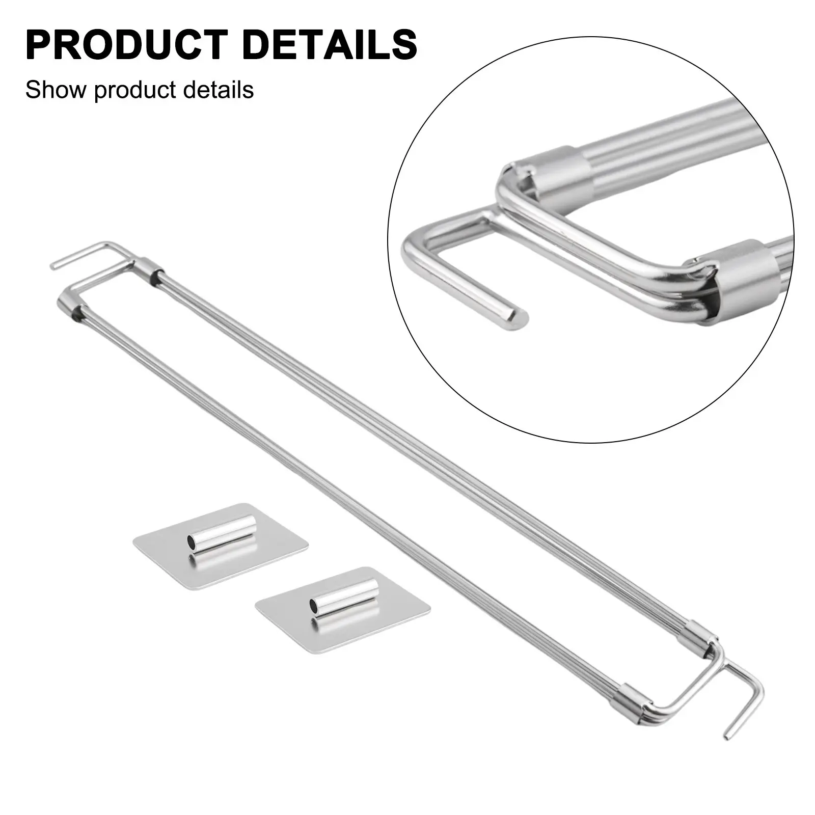 RV Secure Adjustable Bars Tension-Style 12.5-22.3\" Stainless Steel Rods Food