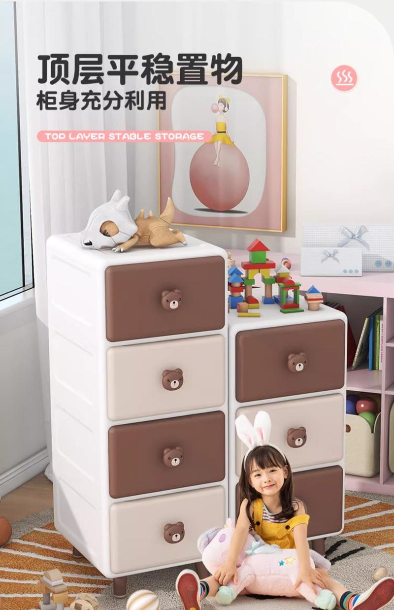 Product Introduction of Cartoon Toy Storage Crevice Cabinet Home Children's Plastic Wardrobe Snack Toy Storage Cabinet Bedside Organizer Cabinet 2