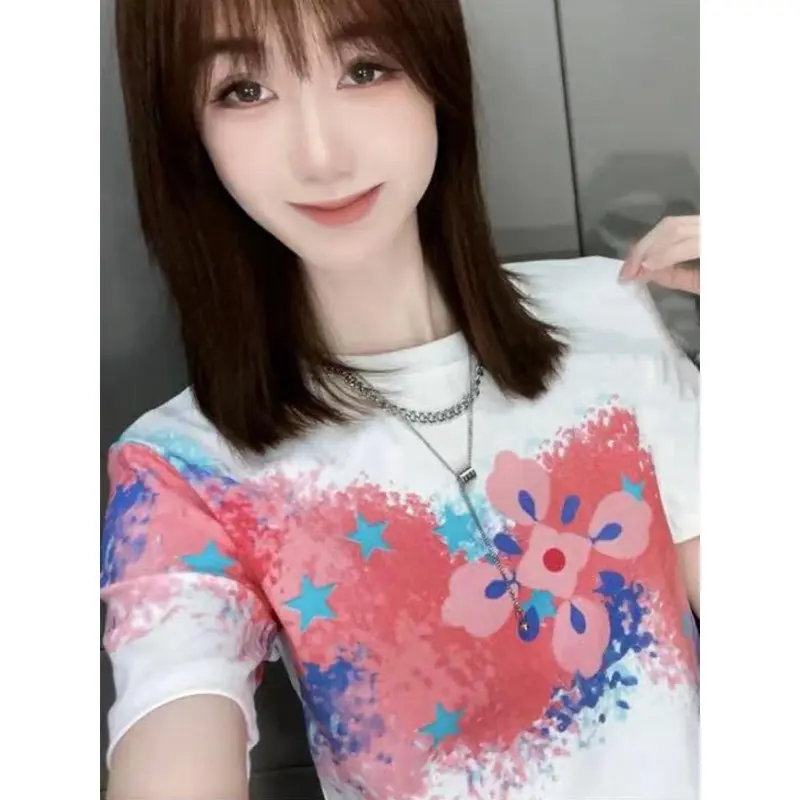 Áo Thun Ngắn Tay In Họa Tiết Tie-Dye Cổ Điển Dáng Ôm Cho Nữ, Thời Trang, Dễ Phối Đồ, Áo Thường Ngày Hàng Mới Về Mùa Hè 2023, Bó Sát, Thời Trang 3