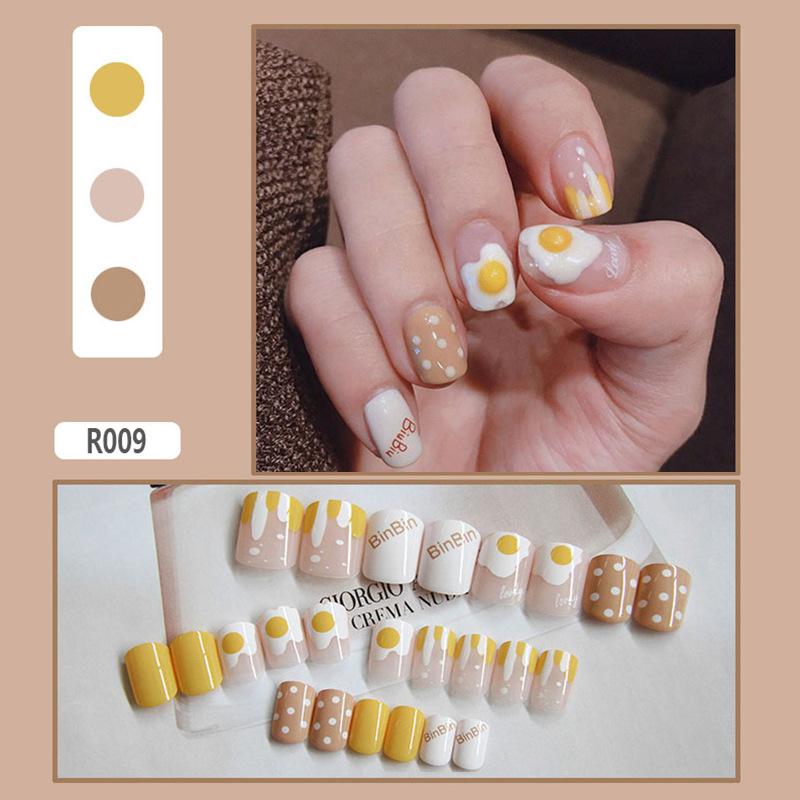 Fake Nails Finished Stickers Cute Nail Stickers Wearable Nail Stickers Removable Fake Nail Pieces 24 Pieces 2