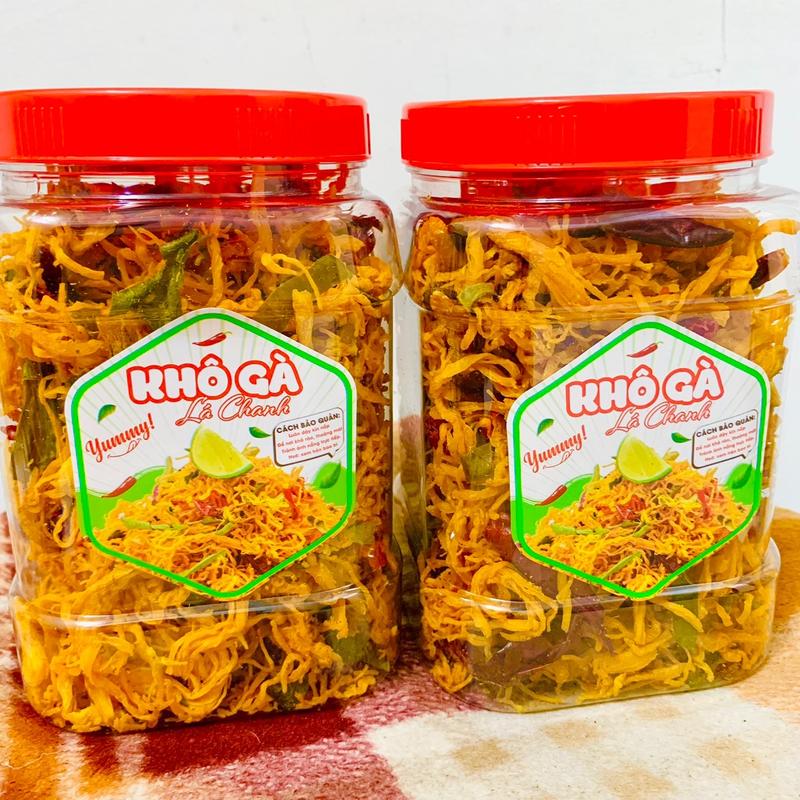 Hộp 250g 500g khô gà lá chanh tẩm vị ngon - ăn vặt