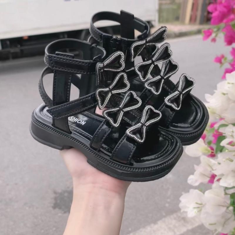 Sandal Phom To Chiến Binh Nơ Hở Ngón Đính Đá Thời Trang Dành Cho Bé Gái Đế Mềm Thích Hợp Cho Mùa Hè Phong Cách Công Chúa Và Tiệc Cho Bé Gái 25-36 giày dây Chất Mũ Mềm