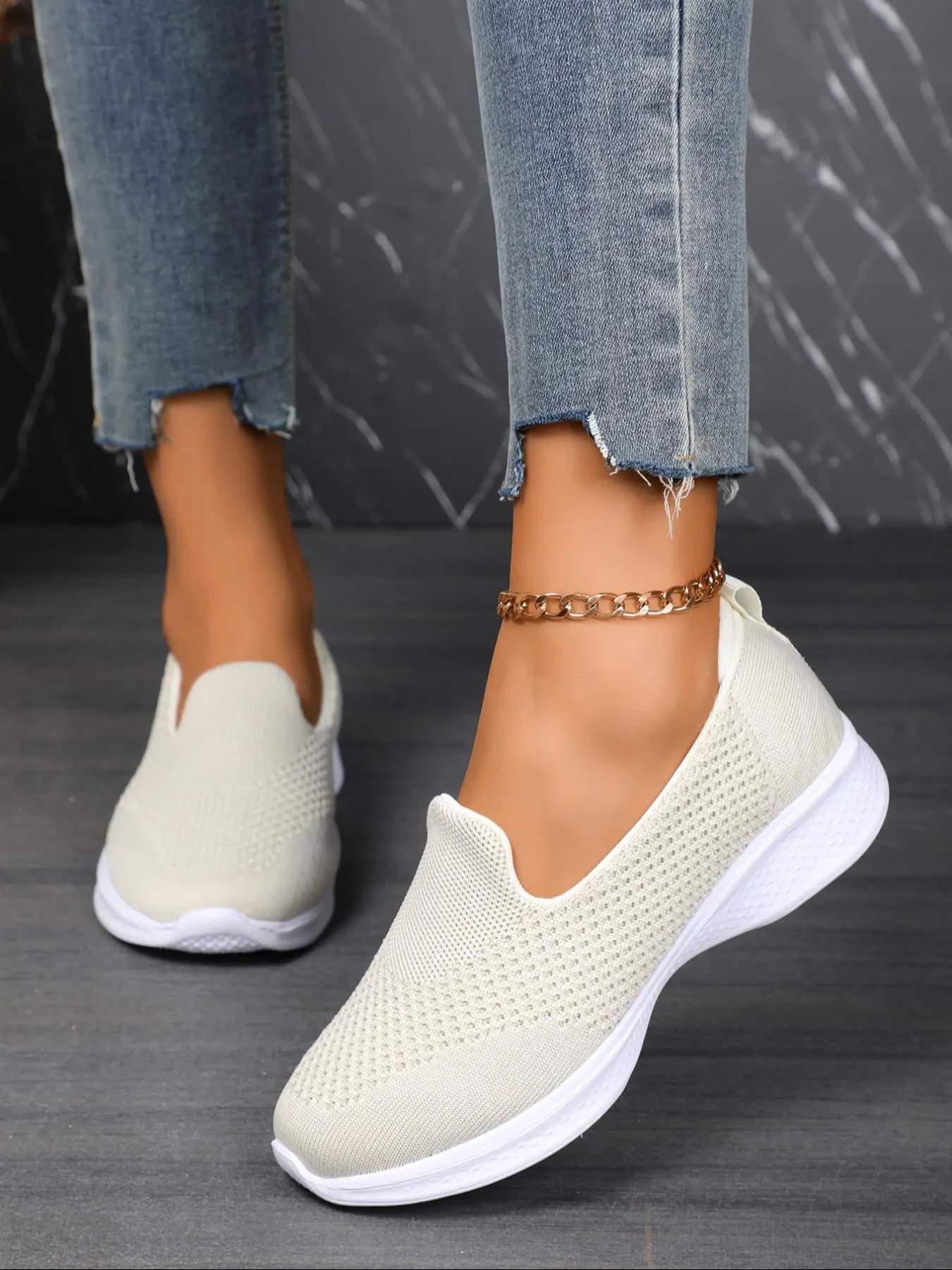 Women's Solid Color Mesh Breathable Lightweight Walking Shoes, Casual Comfortable Sports Shoes, All-match Non-slip Sneakers for Daily Wear, Trainer
