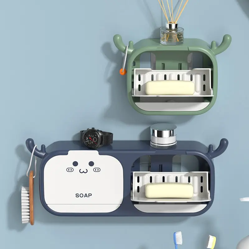 Hộp Đựng Xà Phòng Sừng, Treo Tường Cửa Đơn Và Cửa Đôi, Giá Để Xà Phòng Thoát Nước 2
