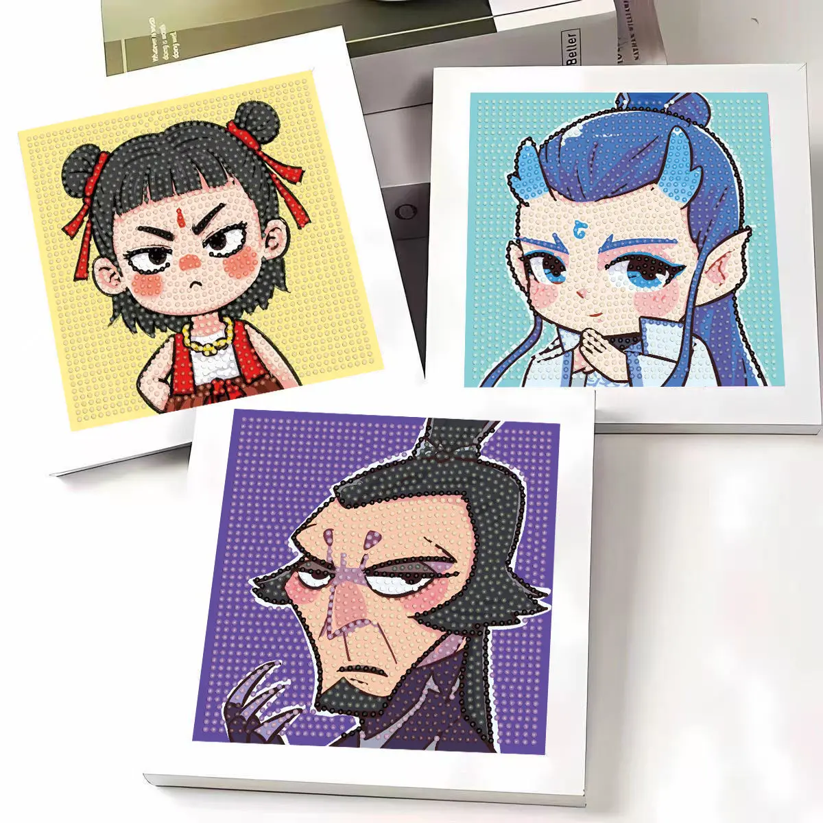 Popular Nezha Ao Bing Full Diamond Painting DIY Cartoon Anime Decoration Sticker Puzzle Toy Lingzhu Magic Pill