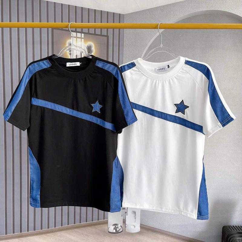 Product Introduction of Áo thun nam nữ mix 2 màu sang trong chất cotton co giãn thoải mái hot-GINMAN Menswear Unisex Cổ Tròn 1