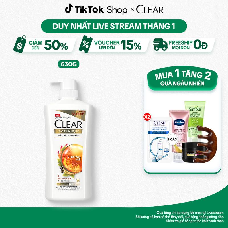 1 Dầu Gội CLEAR 9 Thảo Dược Quý Hỗ Trợ Làm Sạch Gàu Nhờn Ngứa - Phù Hợp Cho Da Đầu Yếu 630G Dành Cho Nam Và Nữ