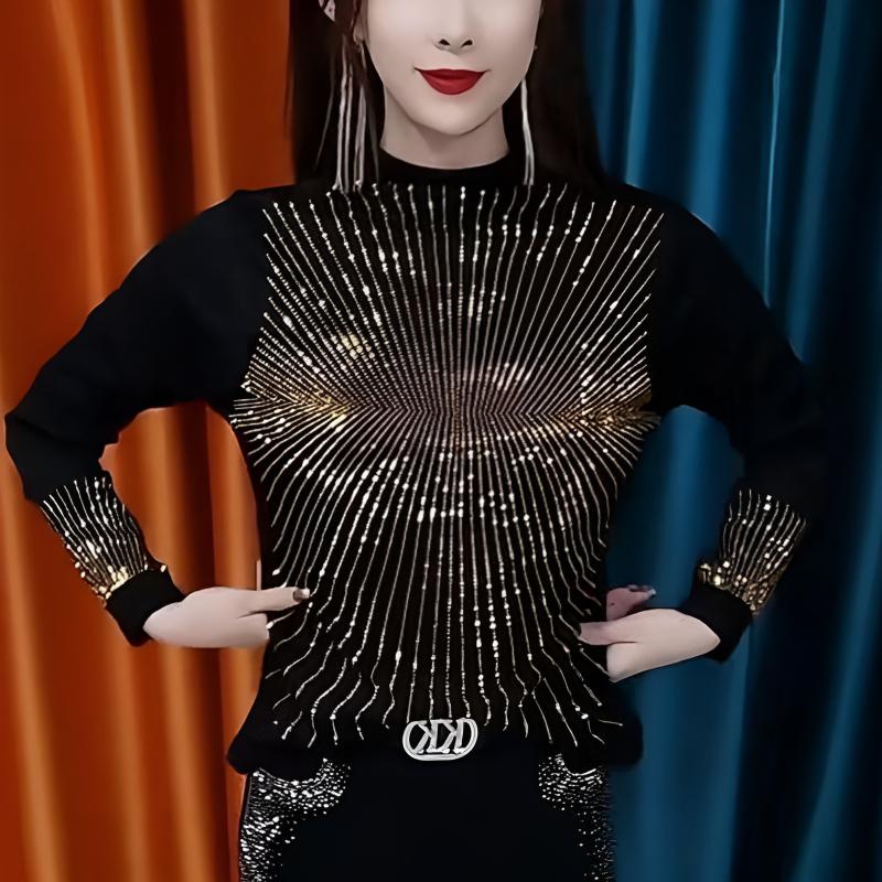 Labuci Blaus Labuci, Fesyen Wanita, Lengan Panjang, Leher Tinggi, Baju ...