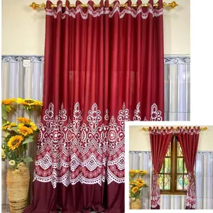 Gorden Korden Hordeng Kain Katun Untuk Pintu Jendela Minimalis 12 Ring Gold Motif Abichandra hordeng garden jendela gorden  sultan Tali Curtain