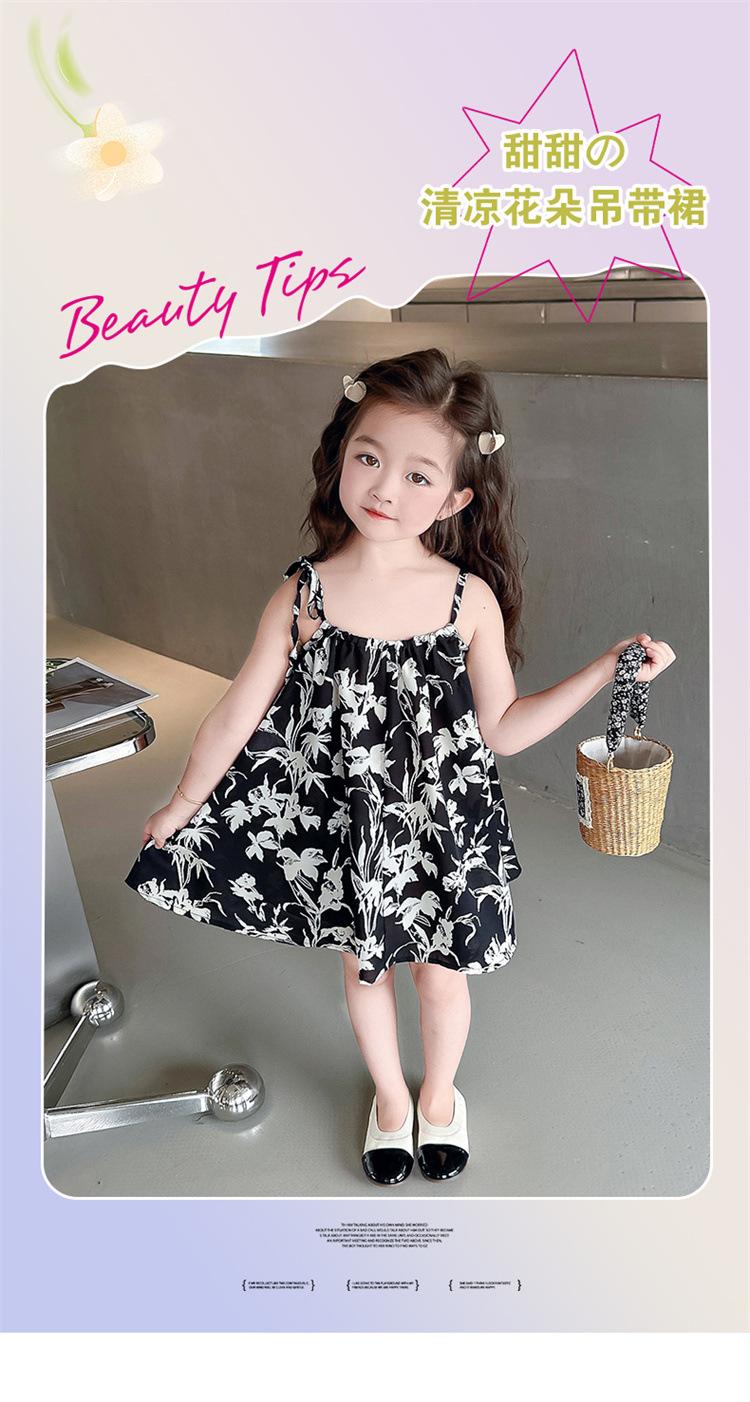 Product Introduction of Summer New Girls' Braces Skirt Floral Fashionable Temperament Children's Sleeveless Seaside Travel Versatile Skirt 2