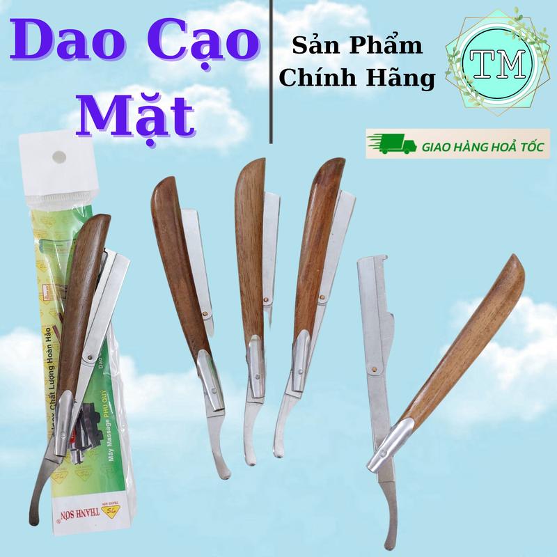 Dao Cạo Mặt, Cạo Râu, Tỉa Lông Mày Cán Gỗ + Inox Cao Cấp