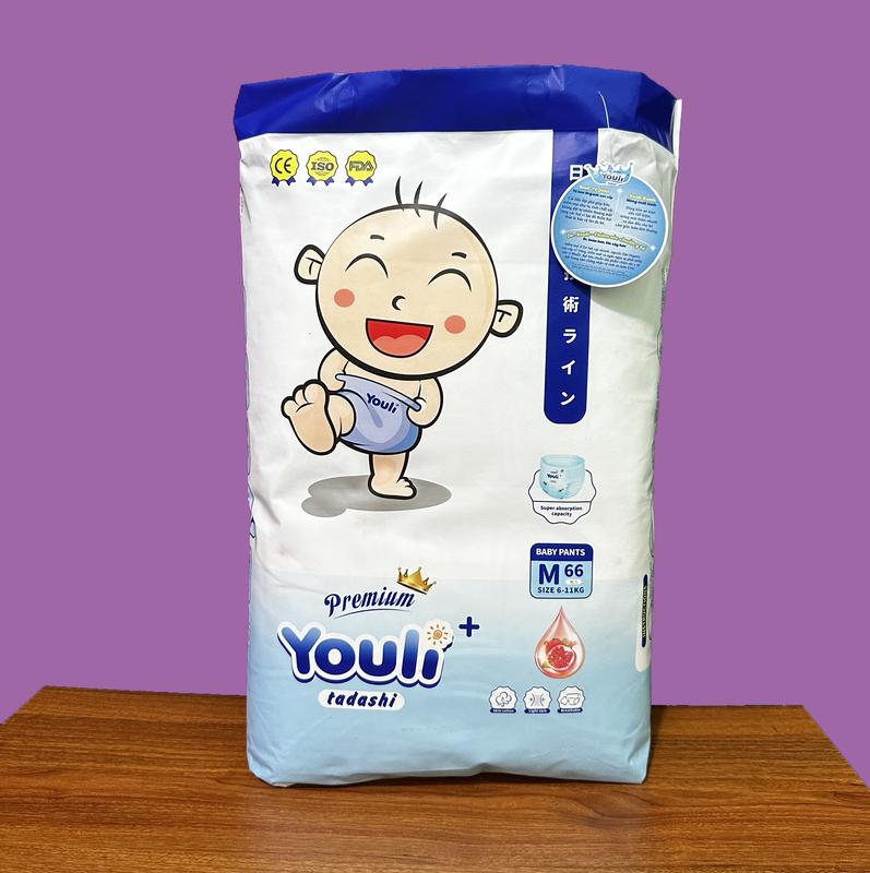 Tã Bỉm Youli Tý Quậy, Công Nghệ Hạt Sap Và Mặt Bông  Mỏng, Mềm, Thoáng Mát, Thấm Hút Tốt,Size Dán M66 Quần M66/L60/XL54/XXL50/3XL46 Cho Bé trung quốc đại lục tã dán m