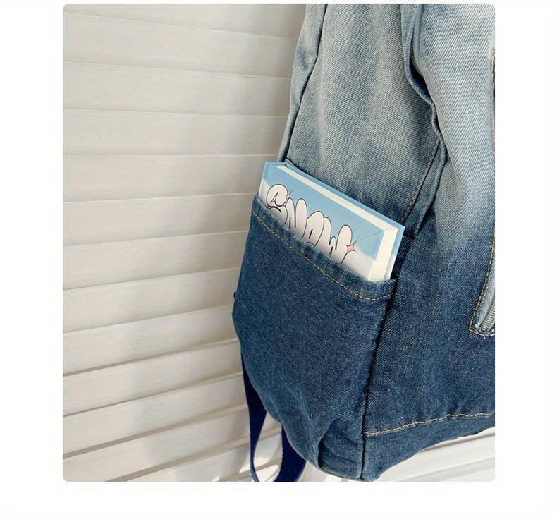 Product Introduction of Vintage Style Tie-Dye Denim Backpack, Large Capacity with Adjustable Straps - Fashion Backpack for School and Commuting 4