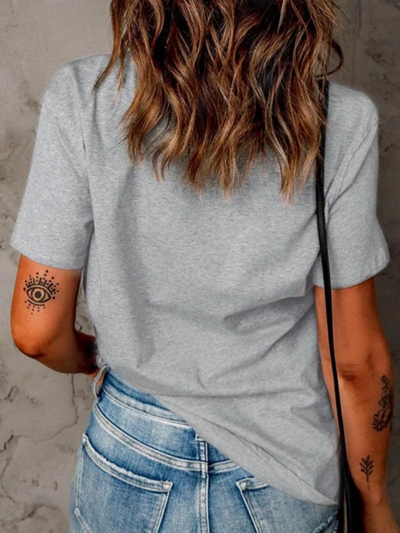 Product Introduction of Women's Letter & Heart Print Round Neck Tee, Casual Short Sleeve Crew Neck T-shirt for Daily Wear, Ladies Clothes for All Seasons 6