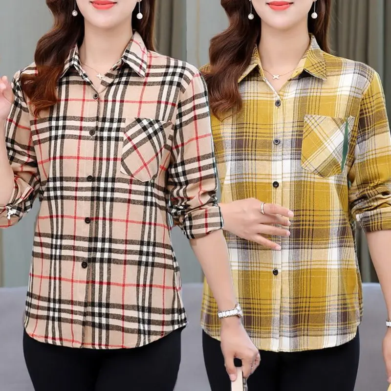 Áo Sơ Mi Kẻ Sọc Cho Nữ, Ngoại Cỡ, Dáng Rộng Vừa Vặn, Áo Khoác Mỏng, Phong Cách Mẹ, Thích Hợp Cho Phụ Nữ Trung Người Già Và Cao Tuổi, Áo Sơ Mi Thời Trang Dài Tay, Thích Hợp Cho Mùa Xuân Và Mùa Hè, Năm 2023