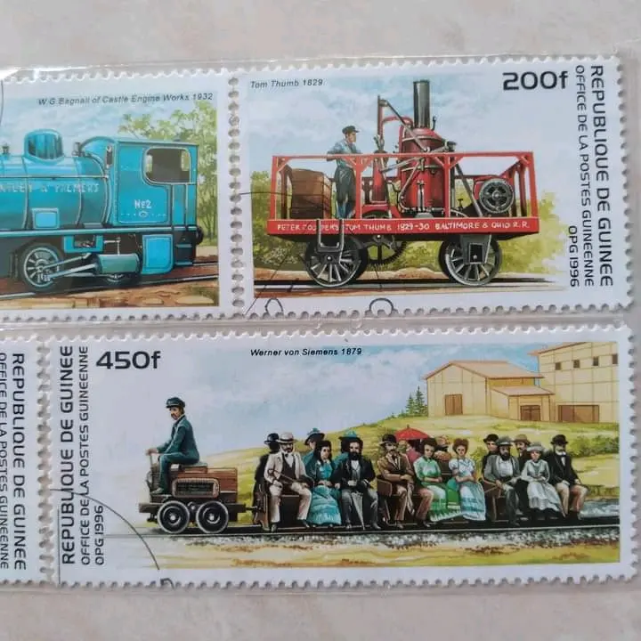 Set 5 Pcs Perangko Guinea Guinee 1996 Seri Train Kereta Api - YN154 3