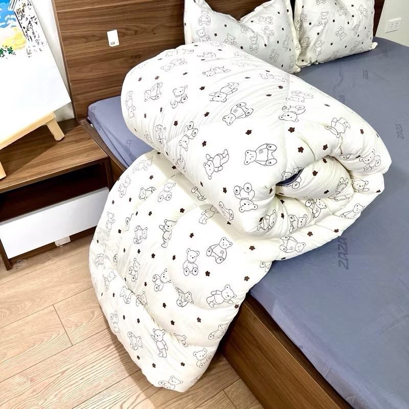 ￼Chăn phao xơ đũi đậu nành mùa đông loại dày chăn phao trần bông xơ trắng nguyên chất KT 200x220cm