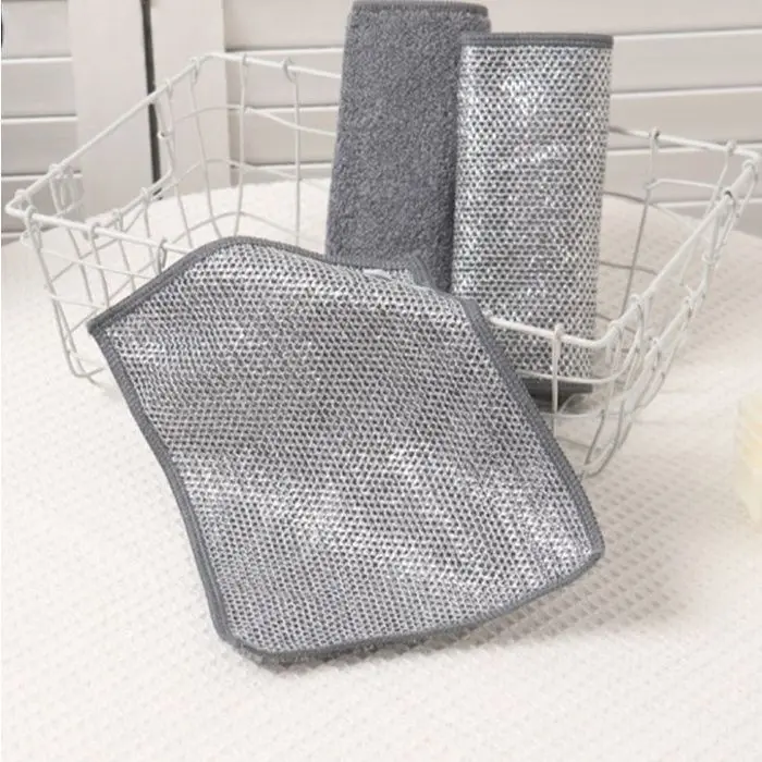 1 Khăn lau nhà bếp bằng vải lưới sợi kim loại đa năng tiện dụng 20x20cm