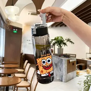 Casing hp Gelas air Portable plastic drinking cup,with straw, suitable for boys and girls. with Patrick Star and SpongeBob SquarePants  bening estetik botbl air minum 800ml. tumbler capybara Cangkir isolasi