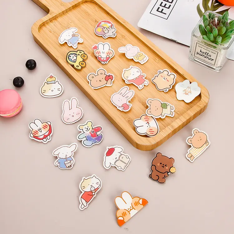 Kawaii Japanese Korean Cartoon Brooch - Cute Acrylic Bunny Pin Badge for Bags & Clothes, Adorable Fixing Clip Pendant for Southeast Asia Cross-border E-commerce