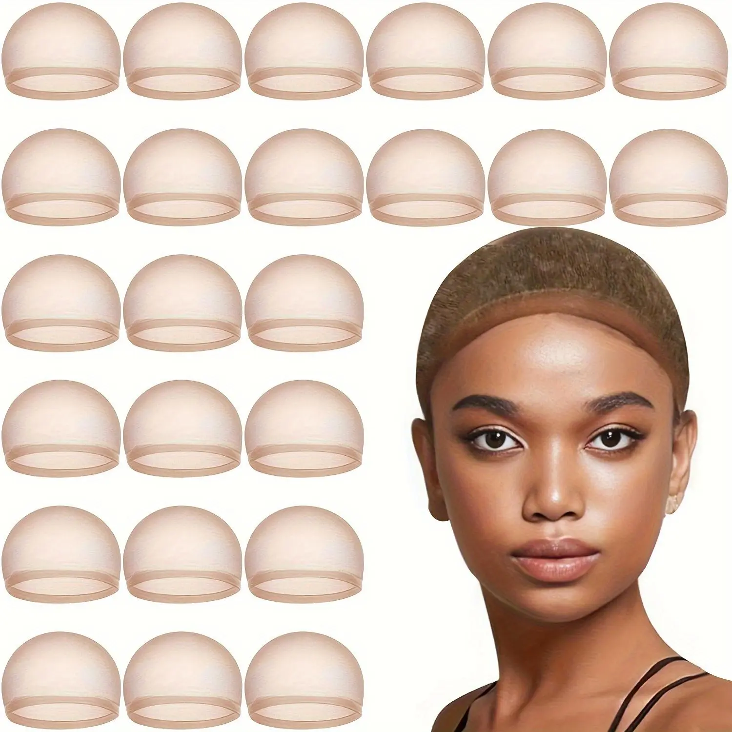 Hair Wig Cap, 24pcs/set Breathable Ultra-thin Invisible Elastic Wig Cap for Women, Heatless Styling Tools for Daily Use