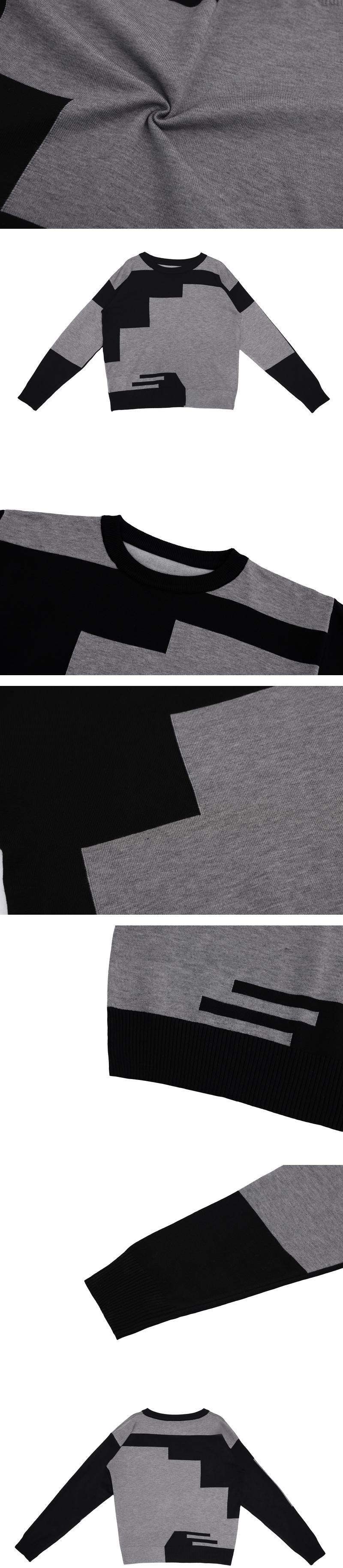 Product Introduction of Casual Comfortable Dual-Tone Crew Neck Knit Sweater 2
