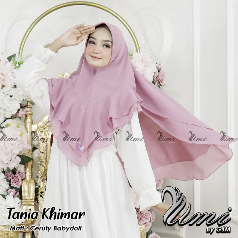 Hijab Tania Khimar Rempel 2 Layer Jilbab Dua Layer Syari Gelombang Cerruty Babydoll 0