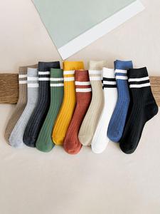 10 pares de calcetines para hombre con estampado de rayas, calcetines informales, cómodos y transpirables hasta media pierna para uso diario, pack de calcetines de punto para primavera y otoño