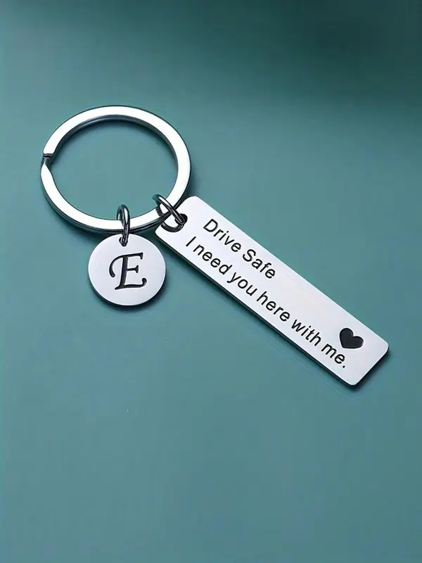 Drive Safe Letter Pattern Keychain, Stainless Steel Keychain for Car Keys, Fashion Accessories for Men & Women, Gift for Him Her Boyfriend Husband 0